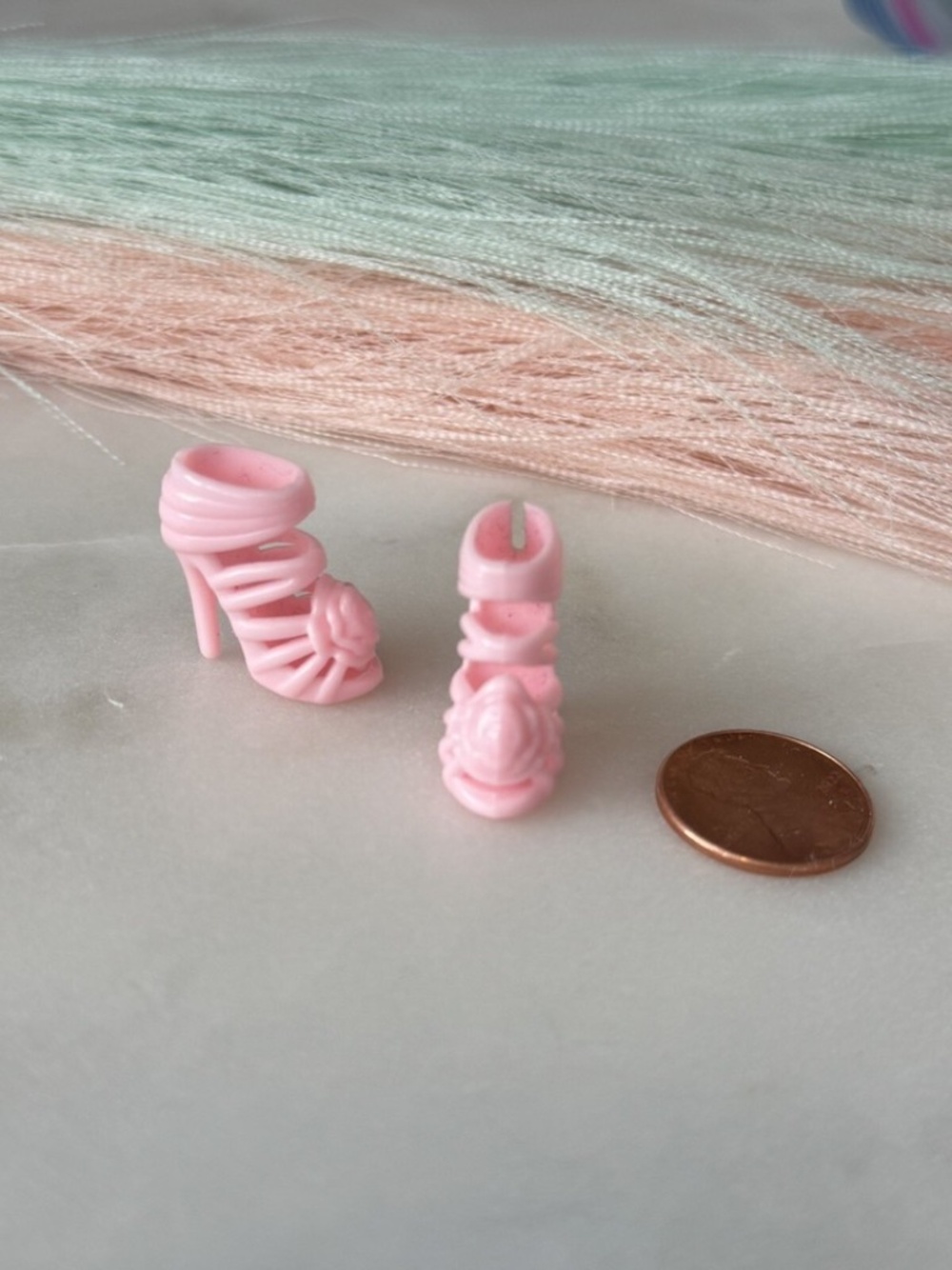 Barbie Doll Shoes Heels light Pink Ankle Straps Open Toe Fashion Fashionista toy